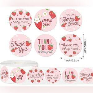 Thank you Stickers 1 Roll (500pcs) Strawberry Pink